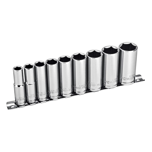 9Pc 3/8" Drive SAE 6Pt Deep Socket Set